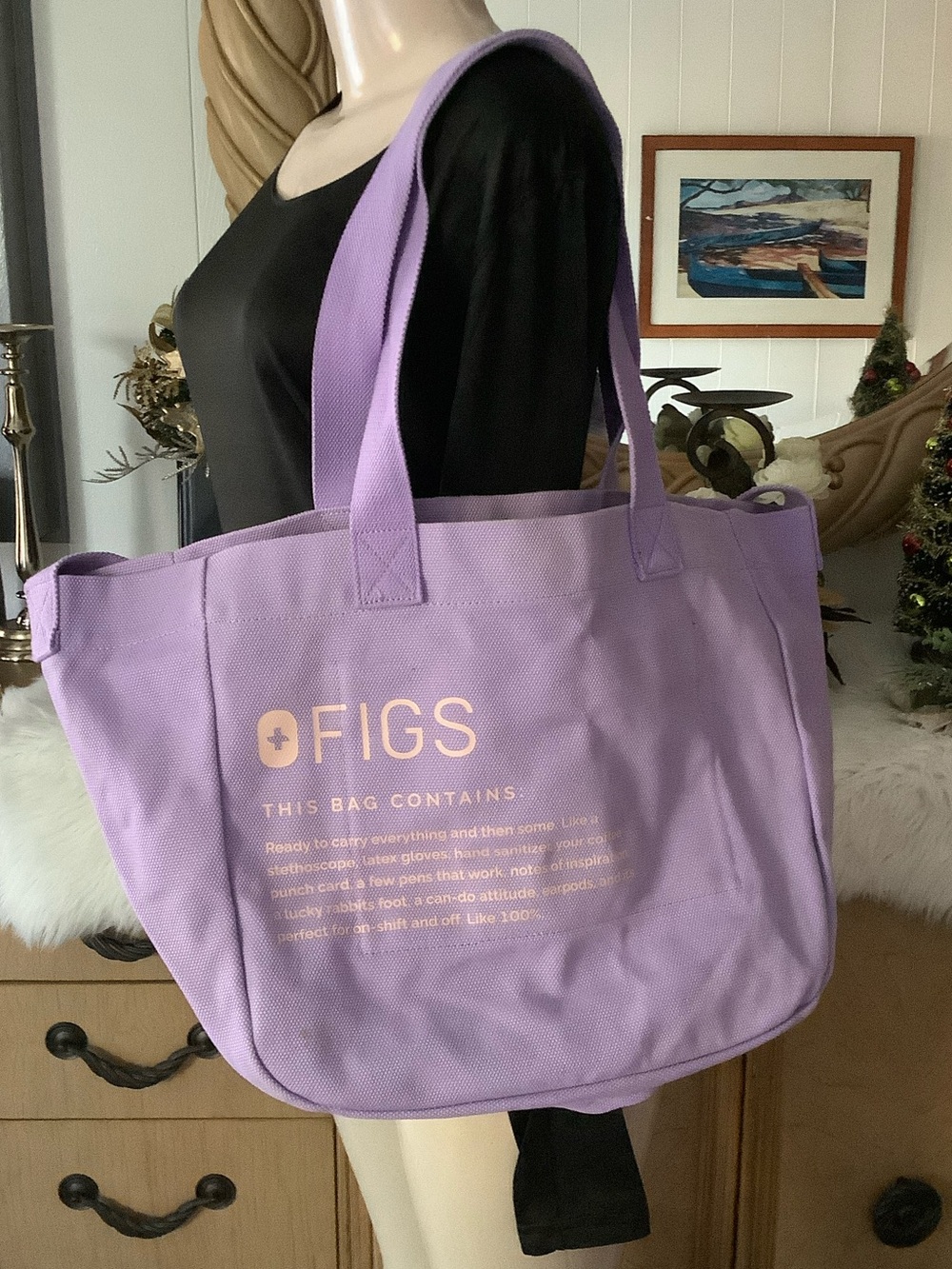 FIGS Lavender Canvas Tote Bag